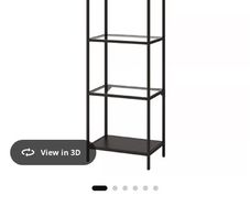 IKEA black-brown shelving unit with glass