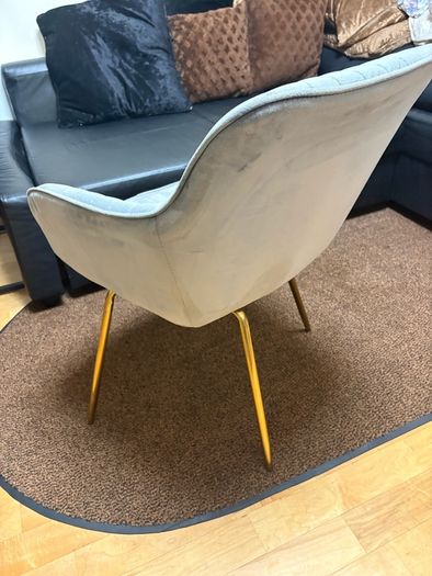 Grey Velvet Accent Swivel Chair with Gold Legs
