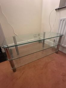 Solid Glass TV console perfect condition FREE!