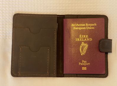 Leather passport holder with card slots