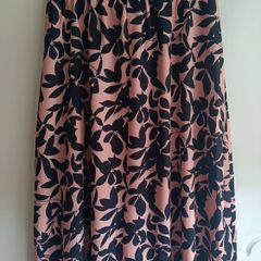 Midi Skirt in Black and Blush Floral print