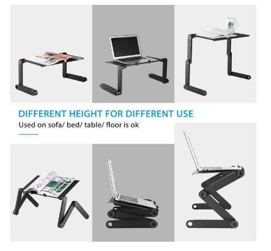 Adjustable Versatile Laptop Desk Table, Sofa Desk for Laptop with Heat-Vent and Removable Mouse Boar