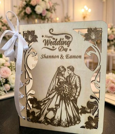 Wooden Wedding Card, Laser Cut & Engraved!