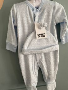 DKNY Jeans Onesie and Hat 2 Piece Gift Set