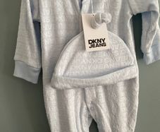 DKNY Jeans Onesie and Hat 2 Piece Gift Set