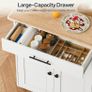 Kitchen Island with Folding Countertop, Kitchen Storage on Wheels White and Natural, Kitchen Island on Wheels, Storage Cabinet with Adjustable Shelf and Towel Rack for Kitchen and Dining Room Image 7
