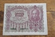 Austria-Hungary, 20 Kronen banknote, 2 January 1922, circulated - free standard postage