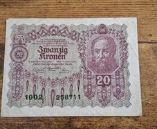 Austria-Hungary, 20 Kronen banknote, 2 January 1922, circulated - free standard postage