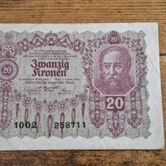 Austria-Hungary, 20 Kronen banknote, 2 January 1922, circulated - free standard postage