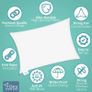 Sun Shade Sail Square 2m White Garden UV Waterproof Canopy Awning Screen Shelter Gazebo Pergola Patio Conservatory Protective Indoor Outdoor Block Free Rope Image 3