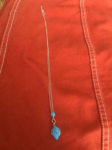 silver chain and pendant tourquise stone