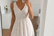 Atmosphere Blush Pink Lace Skater Dress Size 8 NWT Wedding Guest Party Vintage Dress