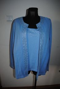 Quacker factory wear it with a smile blue 2 in 1 cardigan and top size UK18 EU46 Postage included