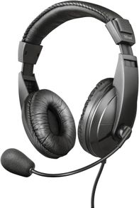 Trust Quasar PC Headset with Microphone, Stereo Sound, 3.5mm Jack, Flexible Microphone, Inline Control, Over-ear Headphones for Computer, Laptop, Teams, Skype, Zoom - Black (USED)