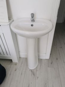bathroom sink, rap and pedestal