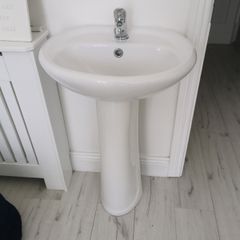 bathroom sink, rap and pedestal