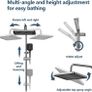 4 Function Shower Mixer Set with Rainfall Top, 3-Spray Handheld, Pull-Out Spray Gun & Tap, Height Adjustable Riser Bar,Grey Titanium Colour Image 5