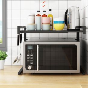 Extendable Microwave Oven Rack 2-Tier Heavy Load Microwave Shelf