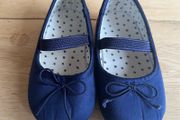 H&amp;M Toddlers Navy satin ballet flats Sz18/UK2-3 EUC