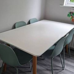 White top Rectangular Dining table from EZ Living Interiors with wooden legs