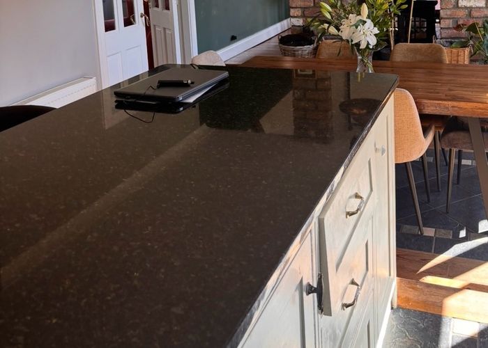 3 Pieces of Polished Granite Worktop Dark Black with Fleck