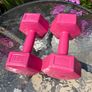 x2 5LB (2.3kg) pink, hexagonal hand dumbbells Image 2