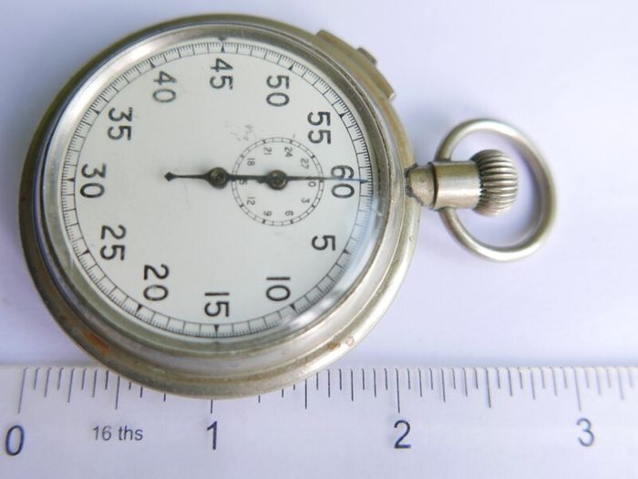 Military Pocket Watch Stopwatch Timer Antique CUPREL Dennison Watch Case (works well)