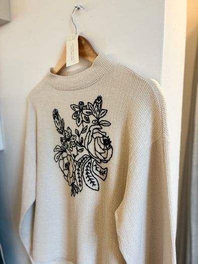 Hand embroidered Zara knit top