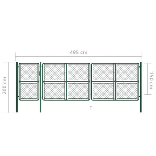Garden Gate Steel 150x495 cm Green
