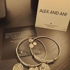 2 x Alex & Ani silver coloured bangles