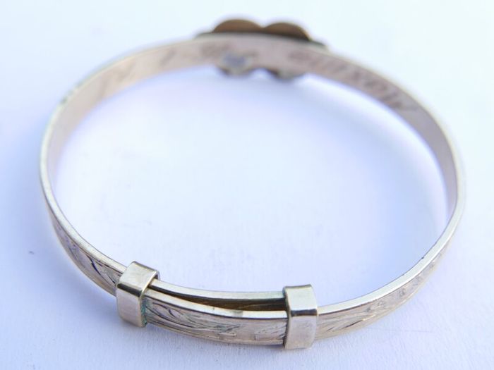 Vintage Child's Rolled Gold Engraved  Bangle Bracelet 2" - 5,32g