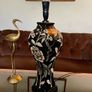 Vintage Large Glazed Asian Batik Motif Table or Console Lamp Image 4
