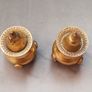 Vintage footed Brass salt and pepper shakers  H 9.5cm Image 2