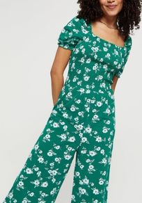 Bnwt green floral jumpsuit