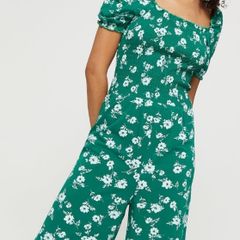 Bnwt green floral jumpsuit