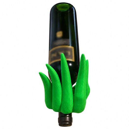 Green Christmas Hand Wine Bottle Holder, Funny Wine Gift 3D