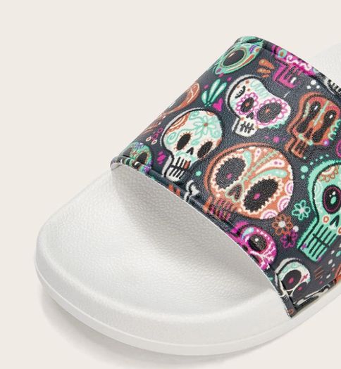 New Skull Pattern Single Band Slides