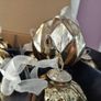 Box of x12 Gold Speckle Geometric Style Glass Christmas Baubles Image 2