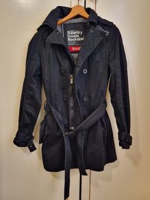 SUPERDRY Men's Double Black Trench Coat