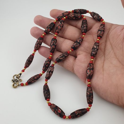 Antique Venetian Style Tiny Floral& Venetian Whiteheart Glass Beads Necklace