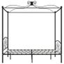 Canopy Bed Frame Black Metal 180x200 cm Image 4