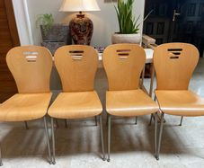 As New - 4 x Good Sturdy Wooden Kitchen Dining Chairs - Can Deliver