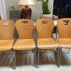 As New - 4 x Good Sturdy Wooden Kitchen Dining Chairs - Can Deliver