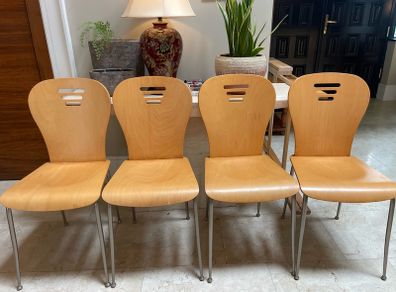 As New - 4 x Good Sturdy Wooden Kitchen Dining Chairs - Can Deliver