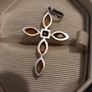 925 Sterling Silver Baltic Amber Cross Pendant Image 3