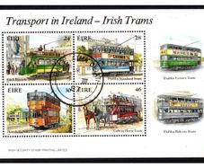 1987 Ireland Trams Miniature Sheet Fine Used with Dublin (Baile Atha Cliath) Cancel
