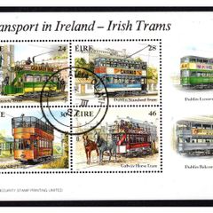 1987 Ireland Trams Miniature Sheet Fine Used with Dublin (Baile Atha Cliath) Cancel