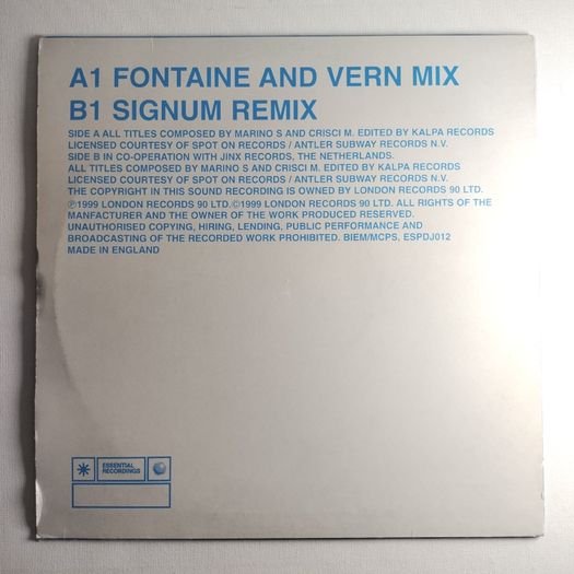 Hands Burn - Good Shot - Essential Recordings - DJ Promo COPY! Late 90s TRANCE Banger! SIGNUM + Fontain & Vern REMIXES!