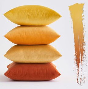 MIULEE Set of 4 Velvet Cushion Covers 45 x 45 cm Orange Invisible Zip - Brand New