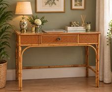 Vintage Mid Century Cane & Bamboo dressing table/console